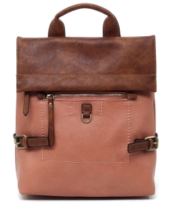 Fashion Colorblock Flap Backpack CMS048 MAUVE